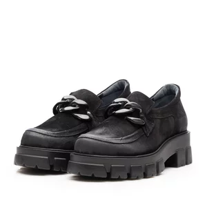 Pantofi casual damă din piele naturală,Leofex - 316-1 Negru Velur