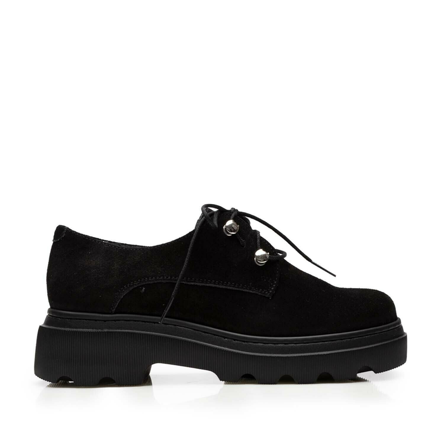 Pantofi casual damă din piele naturală,Leofex - 346-1 Negru velur