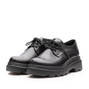 Pantofi casual damă din piele naturală,Leofex - 346-2 Negru Box