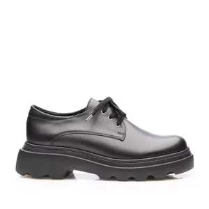 Pantofi casual damă din piele naturală,Leofex - 346-2 Negru Box