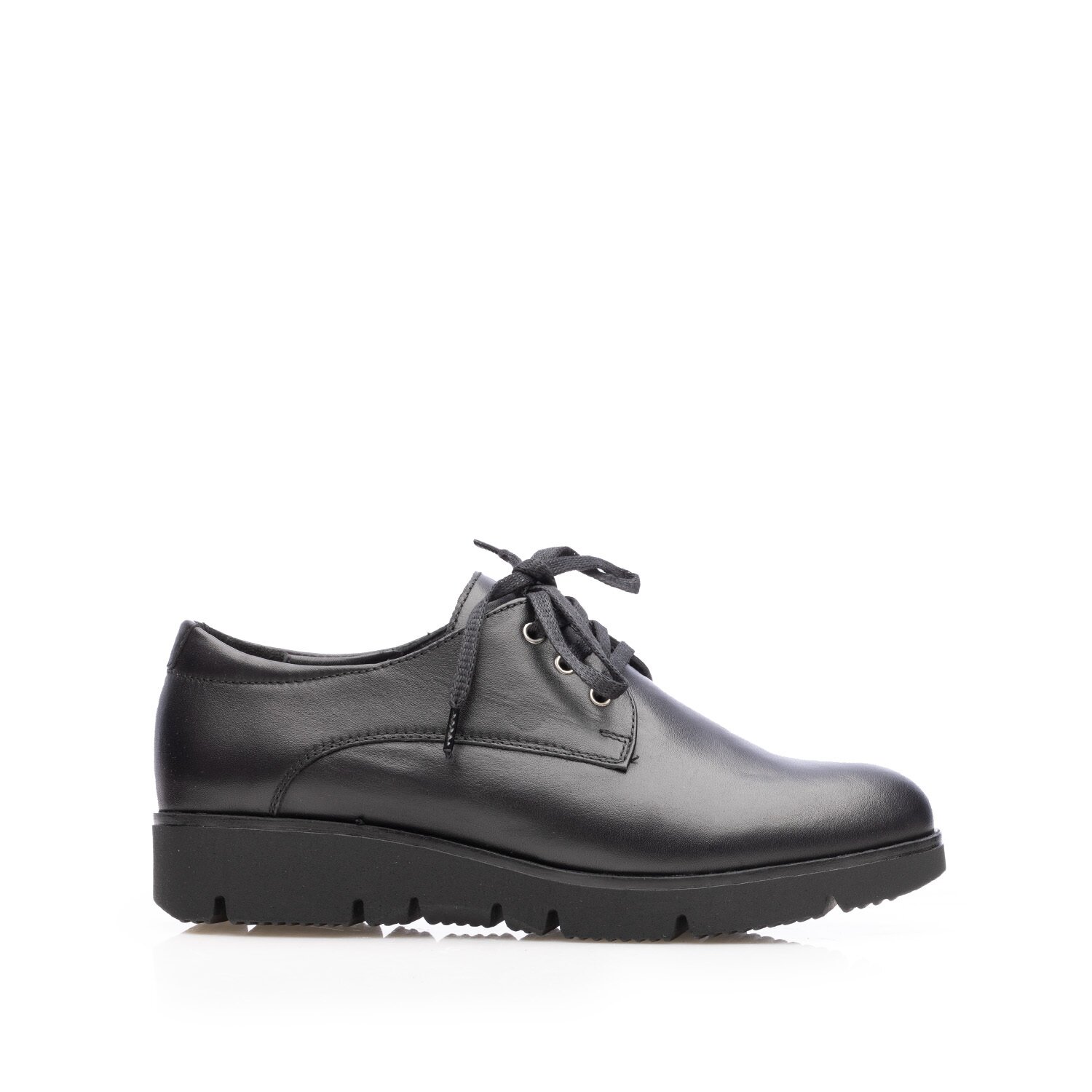 Pantofi casual damă din piele naturală,Leofex - 346-3 Negru Box