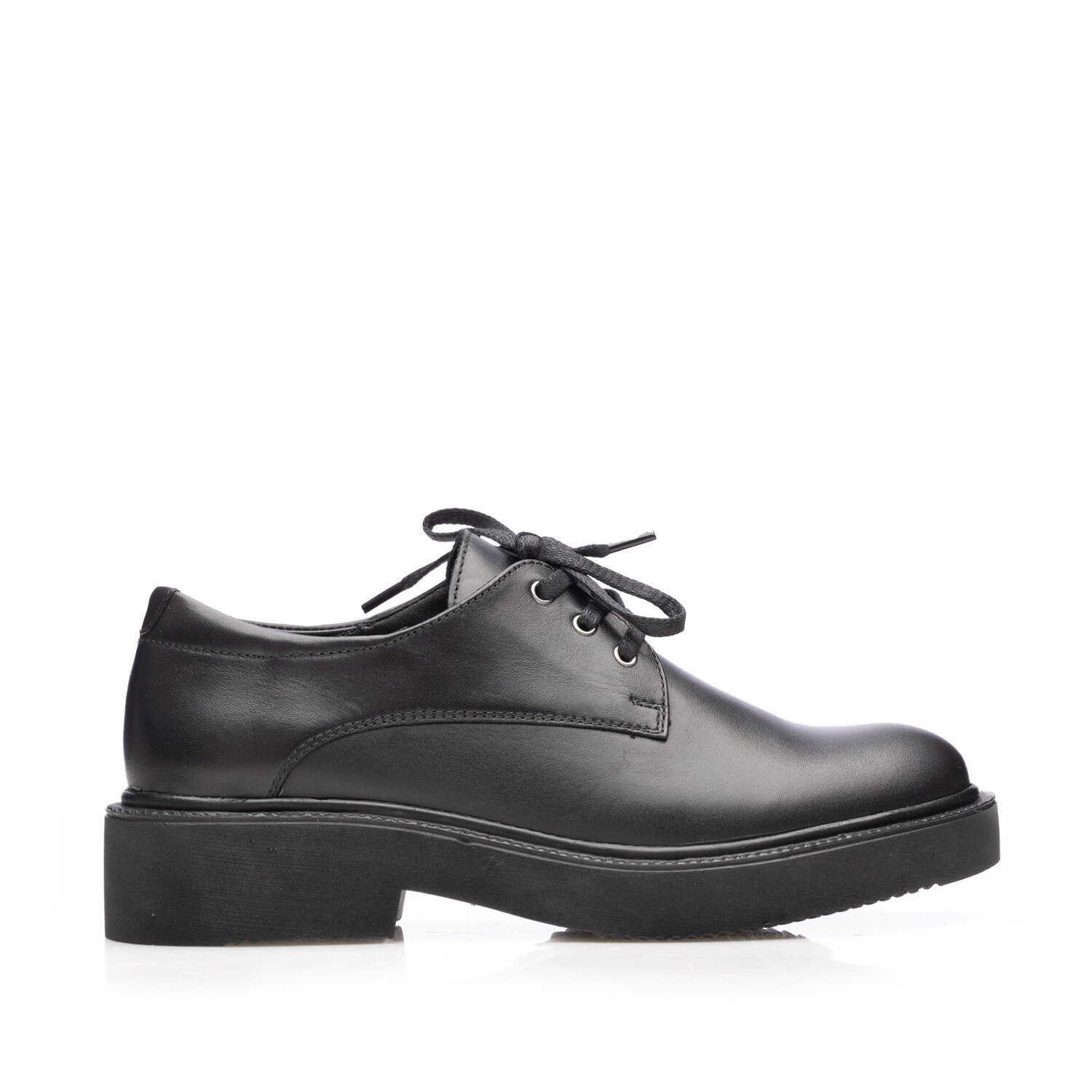 Pantofi casual damă din piele naturală,Leofex - 346-4 Negru Box