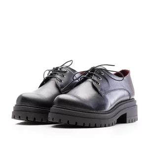 Pantofi casual damă din piele naturală,Leofex - 347-1 Negru Box