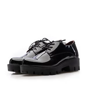 Pantofi casual damă din piele naturală,Leofex - 347 Negru Lac
