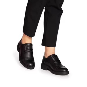 Pantofi casual damă din piele naturală,Leofex - 372 Negru box
