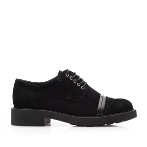  Pantofi casual damă din piele naturală,Leofex - 372 Negru Velur