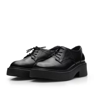 Pantofi casual damă din piele naturală, Leofex - 379 Negru Box