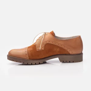 Pantofi casual dama din piele naturala, Leofex - 399 Camel Box Velur