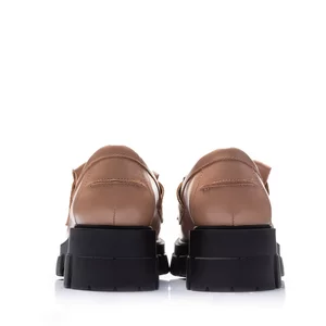 Pantofi casual damă din piele naturală, Leofex - 405-1 Cappuccino Box