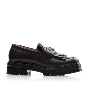 Pantofi casual damă din piele naturală, Leofex - 405-1 Negru Box