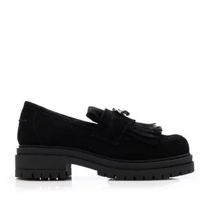 Pantofi casual damă din piele naturală, Leofex -  405-1  Negru Velur
