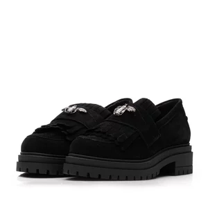 Pantofi casual damă din piele naturală, Leofex -  405-1  Negru Velur
