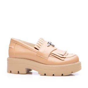 Pantofi casual damă din piele naturală, Leofex - 405-2 Cappuccino Box