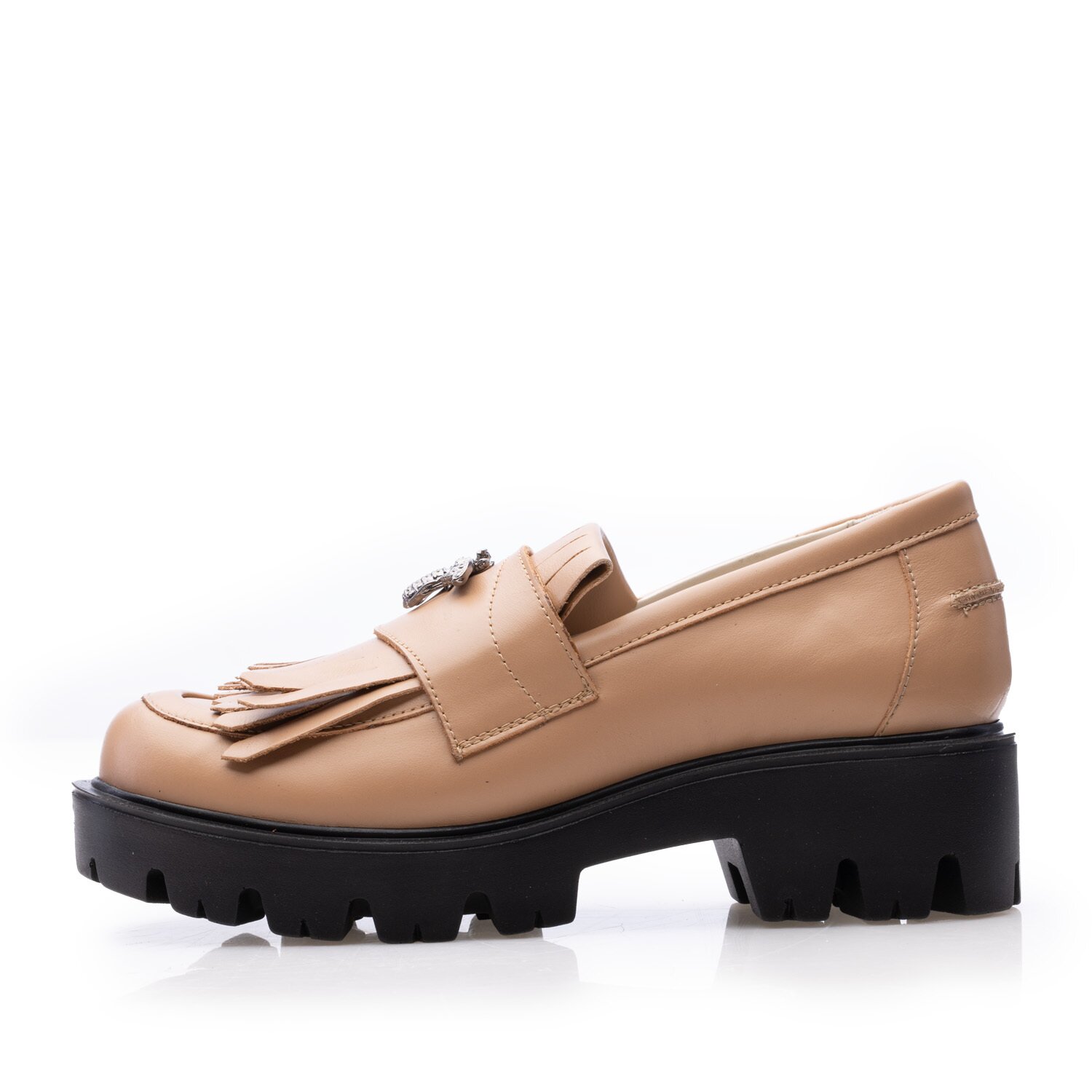 Pantofi casual damă din piele naturală, Leofex - 405-3 Cappuccino Box