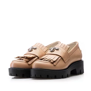 Pantofi casual damă din piele naturală, Leofex - 405-3 Cappuccino Box