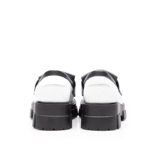 Pantofi casual damă din piele naturală, Leofex - 405 Alb Negru Box