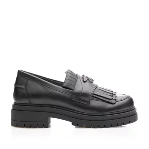 Pantofi casual damă din piele naturală, Leofex - 405 Negru Box