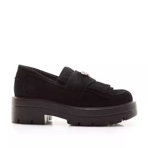 Pantofi casual damă din piele naturală, Leofex - 405 Negru Velur