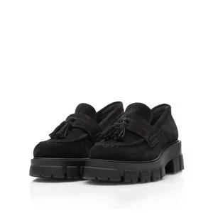 Pantofi casual damă din piele naturală, Leofex - 444 Negru Velur