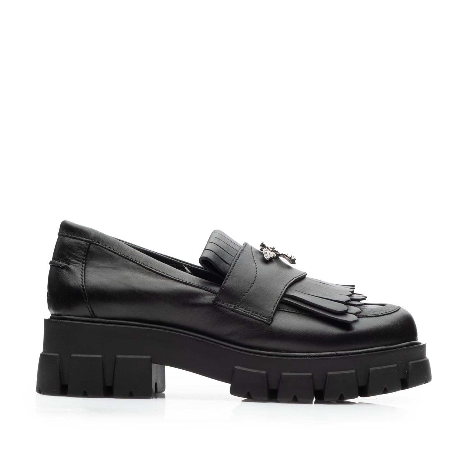 Pantofi casual damă din piele naturală, Leofex - Mostră 405-1 Negru Box