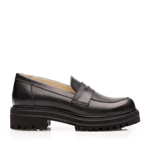 Pantofi casual damă din piele naturală, Leofex - Mostră 405 Negru Box