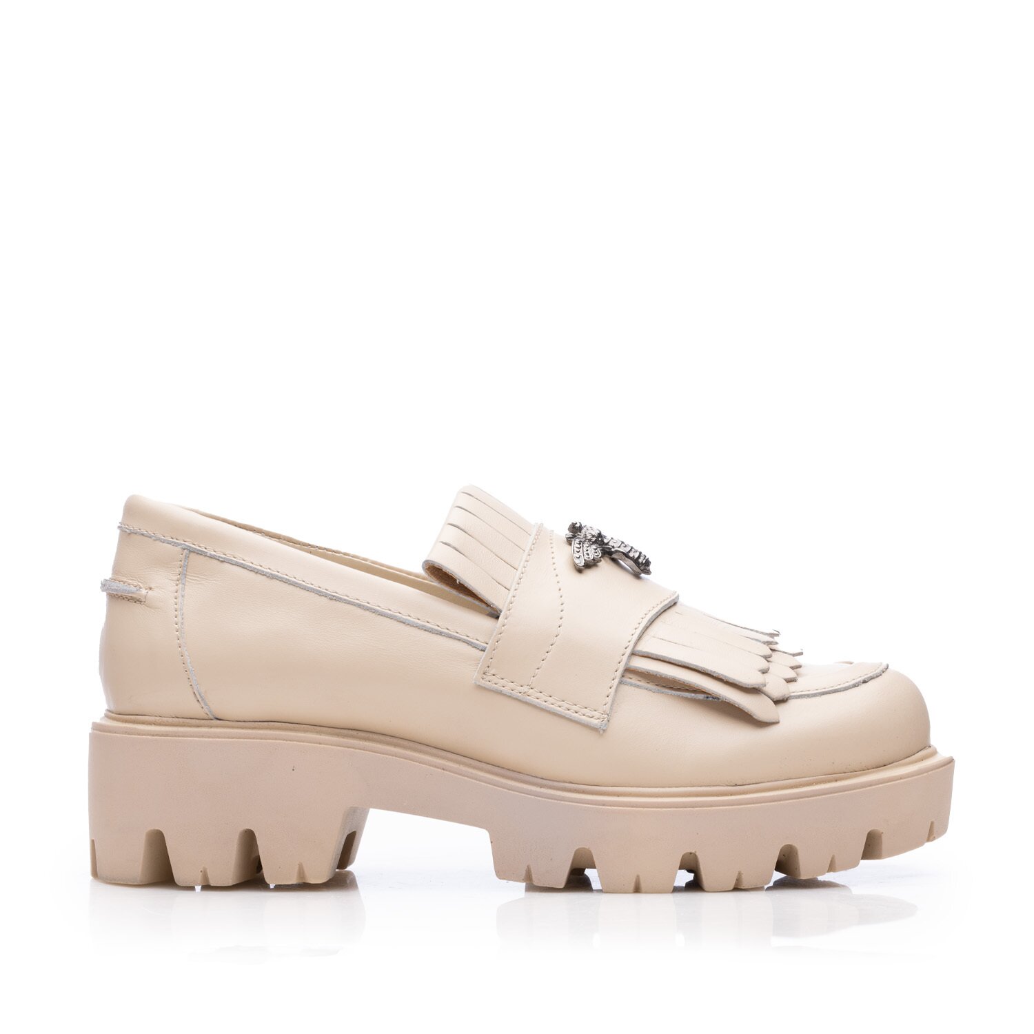 Pantofi casual damă din piele naturală, Leofex - Mostră 405 Nude Box