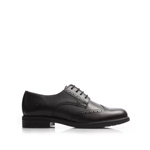 Pantofi casual damă  Oxford din piele naturală, Leofex - 012 Negru Box