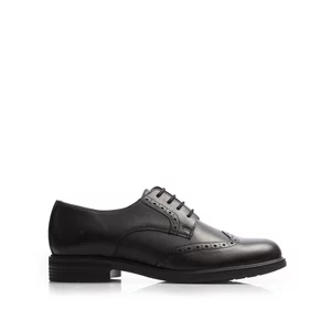 Pantofi casual damă  Oxford din piele naturală, Leofex - 012 Negru Box P