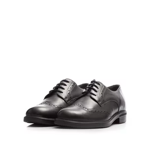 Pantofi casual damă  Oxford din piele naturală, Leofex - 012 Negru Box P