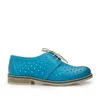 Pantofi casual dama, perforati din piele naturala Leofex - 406 Albastru Box