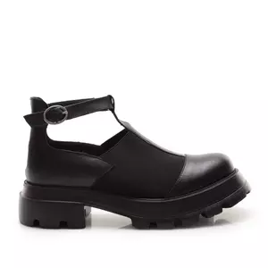 Pantofi casual decupați damă din piele naturală, Leofex - 038 Negru Box