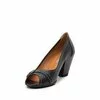 Pantofi casual cu toc dama de piele naturala, Leofex - 276-1 negru