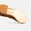 Pantofi casual perforaţi cu toc damă din piele naturală, Leofex – 032 Camel Box