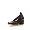 Pantofi casual cu toc damă, perforati din piele naturală, Leofex - 248 Negru box
