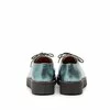 Pantofi casual dama cu siret pana in varf din piele naturala, Leofex- 194   Albastru Sidefat