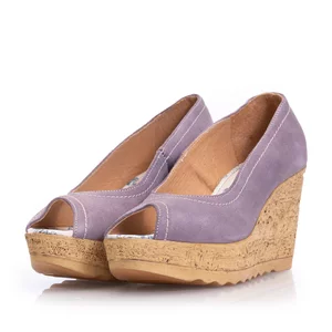 Pantofi dama casual cu platforma din piela naturala - 531-2 mov velur