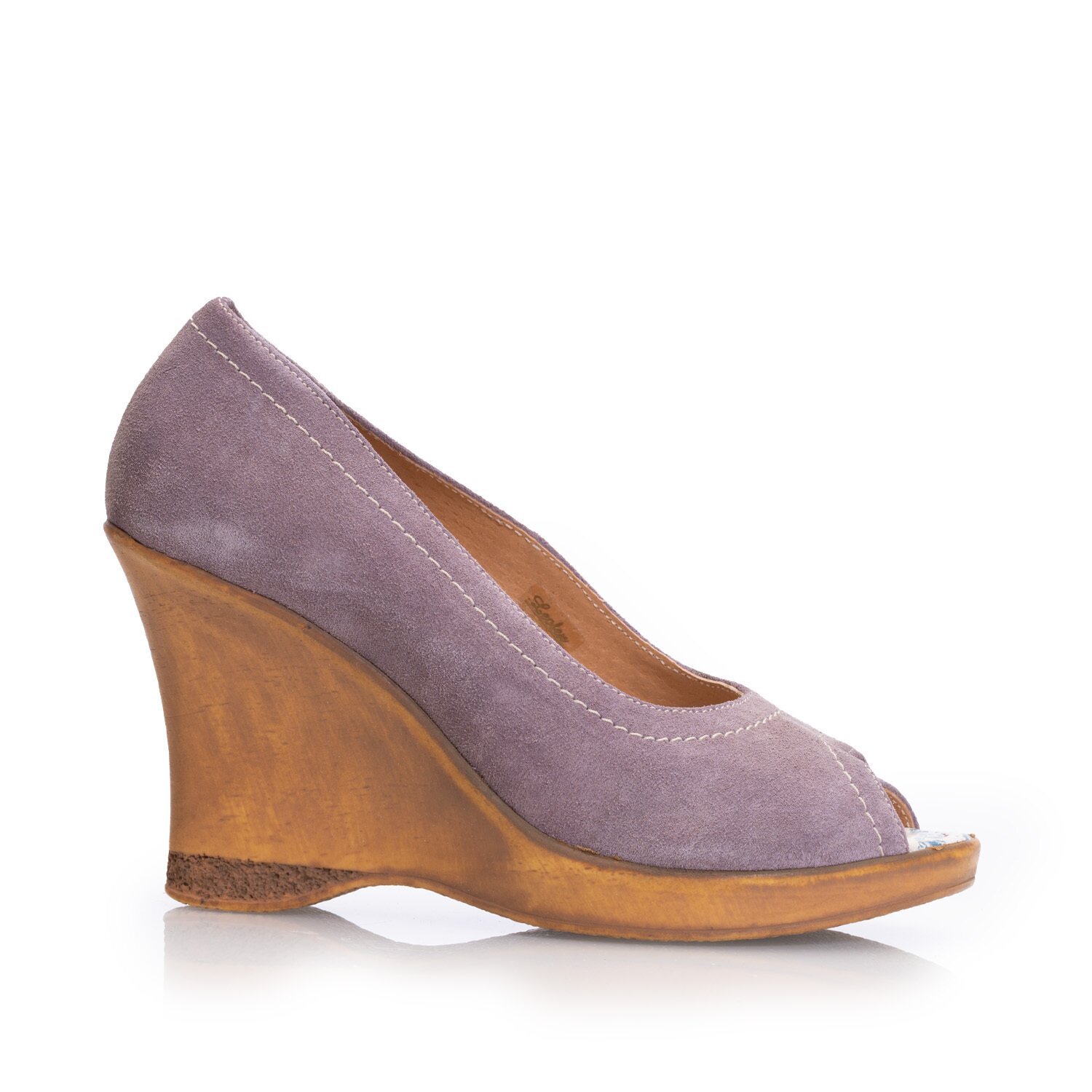 Pantofi dama casual cu platforma din piela naturala - 531-3 Mov Velur