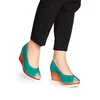 Pantofi dama casual cu platforma din piele naturala- 531-1 Verde Velur