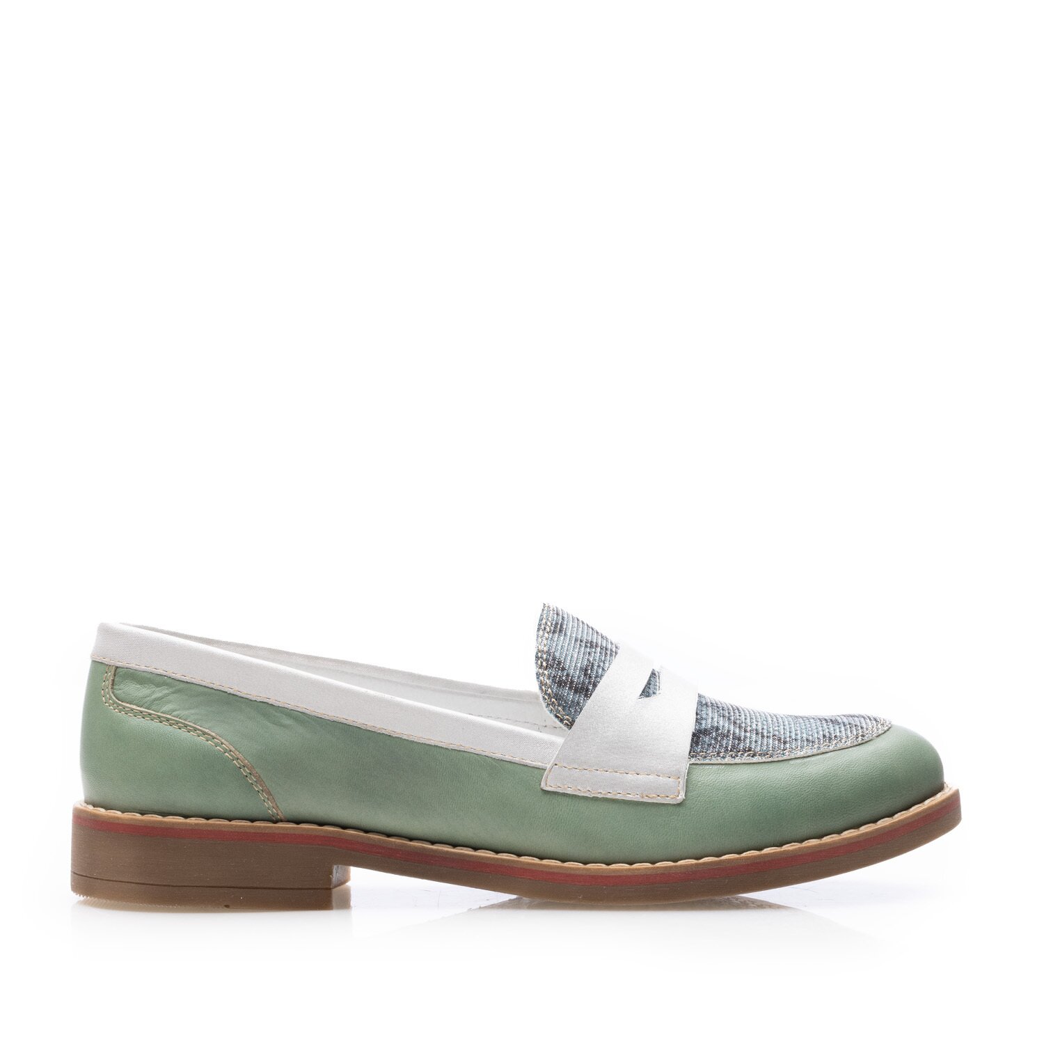 Pantofi damă casual din piele naturală - 031-1 Verde Box