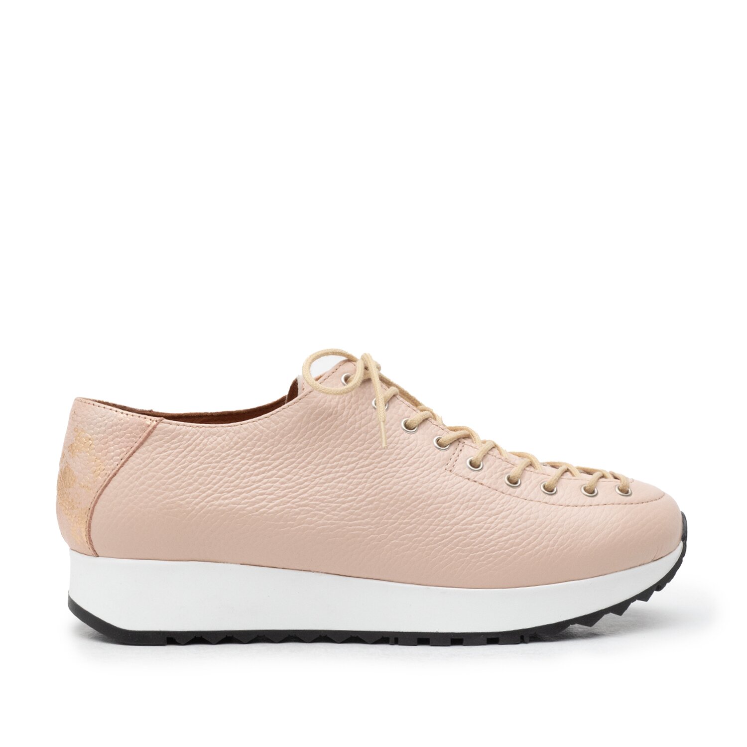 Poze Pantofi casual dama cu siret pana in varf din piele naturala, Leofex- 194-2 Nude box sidefat