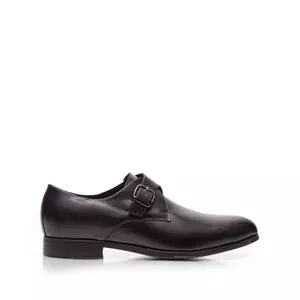 Pantofi eleganți bărbați cu catarame din piele naturală, Leofex - 654 Negru Box