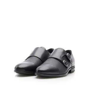 Pantofi eleganți bărbați, cu catarame din piele naturală, Leofex - Mostră 575 Negru Box