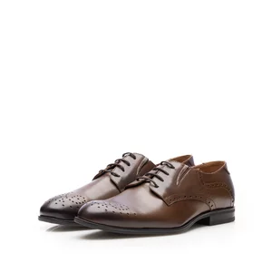 Pantofi eleganţi bărbaţi din piele naturală, Leofex - 527-1 Ciocolată Box