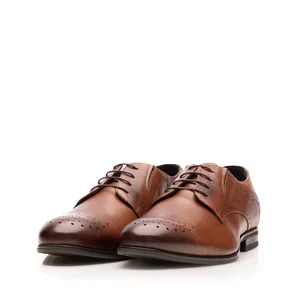 Pantofi eleganţi bărbaţi din piele naturală, Leofex - 527-1 Cognac Box