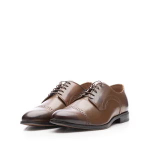 Pantofi eleganţi bărbaţi din piele naturală, Leofex - 534 Ciocolată Box