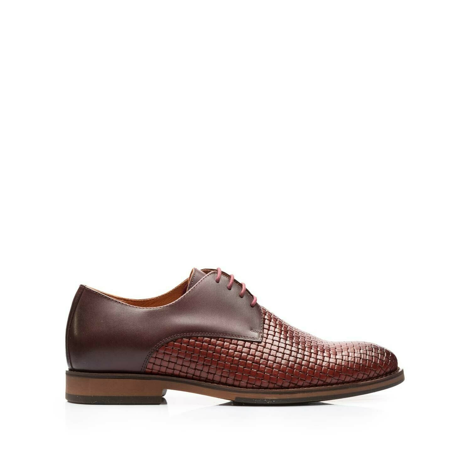Pantofi eleganți bărbați din piele naturală, Leofex - 630 Vișiniu Box