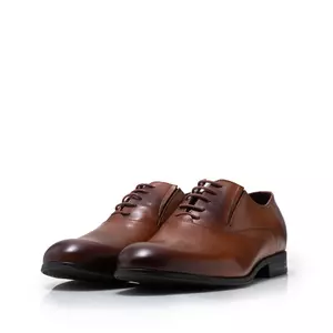 Pantofi eleganți bărbați din piele naturală, Leofex - 669 Cognac Box