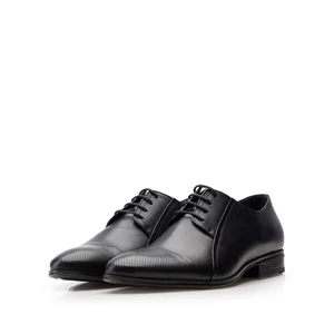 Pantofi eleganți bărbați din piele naturală, Leofex - 743-1 Negru Box