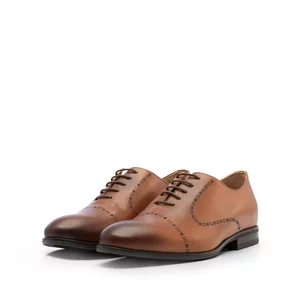 Pantofi eleganți bărbați din piele naturală, Leofex - 934 Cognac Box