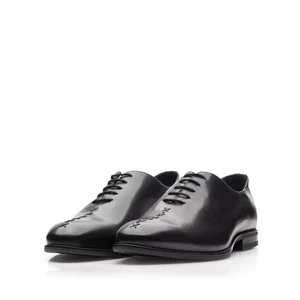 Pantofi eleganți bărbați din piele naturală, Leofex - Mostră 976 Negru Box